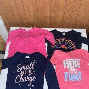 2T / 4 piece long sleeve Pink and Navy Kids Graphic Set